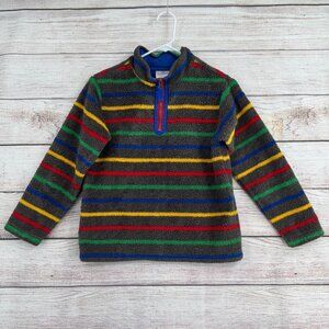 Hanna Andersson Striped Fuzzy Fleece 1/4 Zip Jacket Youth Size‎ 140/US 10 Gray